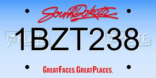 1BZT238 South Dakota License Plate