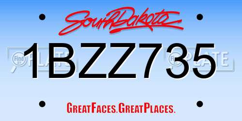 1BZZ735 South Dakota License Plate