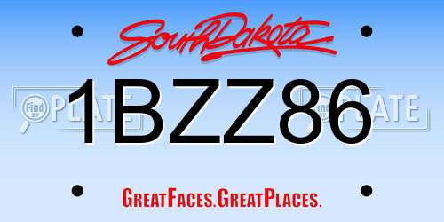 1BZZ86 South Dakota License Plate