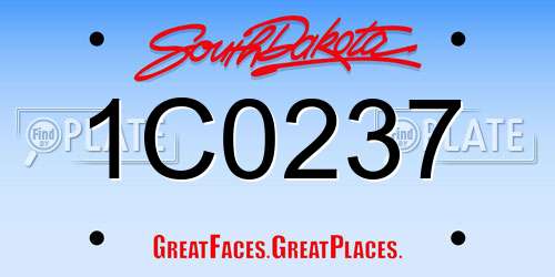 1C0237 South Dakota License Plate