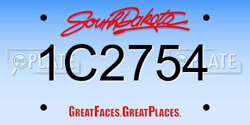 1C2754 South Dakota License Plate