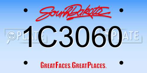 1C3060 South Dakota License Plate
