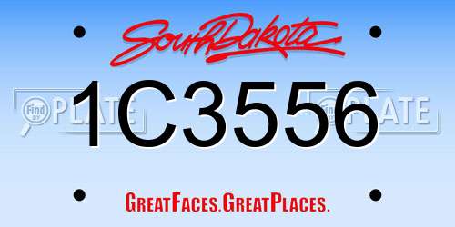 1C3556 South Dakota License Plate