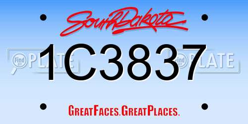 1C3837 South Dakota License Plate