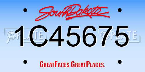 1C45675 South Dakota License Plate