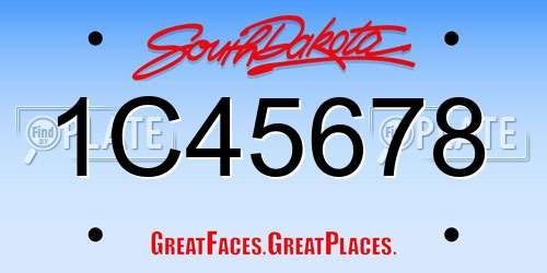 1C45678 South Dakota License Plate