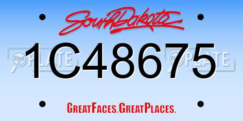 1C48675 South Dakota License Plate