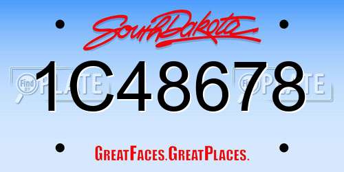 1C48678 South Dakota License Plate