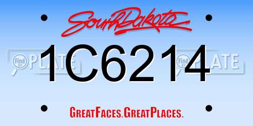 1C6214 South Dakota License Plate
