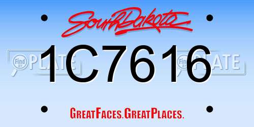 1C7616 South Dakota License Plate