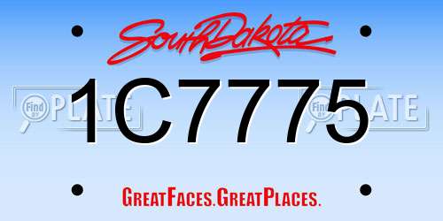 1C7775 South Dakota License Plate