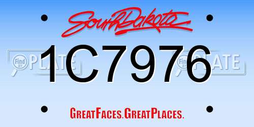 1C7976 South Dakota License Plate
