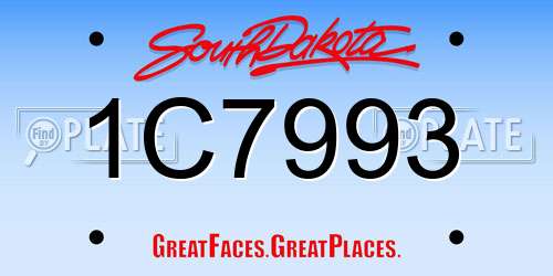 1C7993 South Dakota License Plate