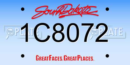 1C8072 South Dakota License Plate