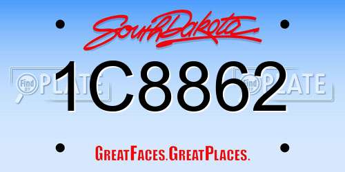 1C8862 South Dakota License Plate