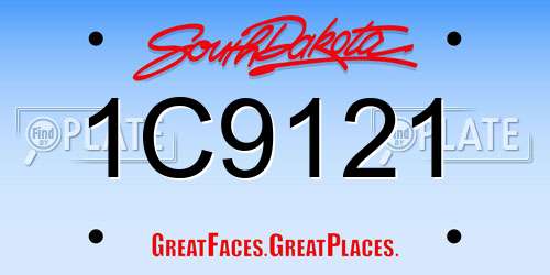 1C9121 South Dakota License Plate