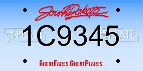 1C9345 South Dakota License Plate
