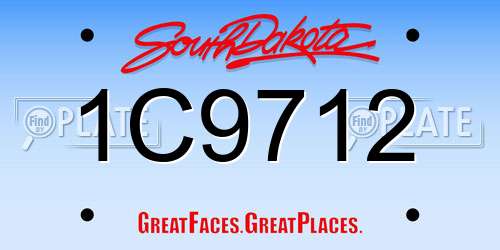 1C9712 South Dakota License Plate