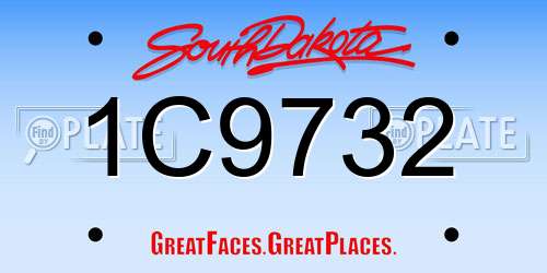 1C9732 South Dakota License Plate