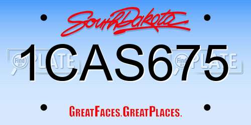 1CAS675 South Dakota License Plate
