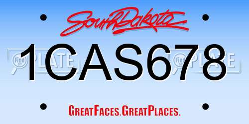 1CAS678 South Dakota License Plate