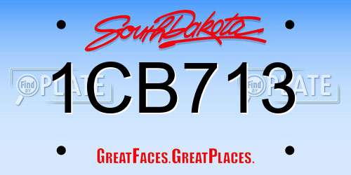 1CB713 South Dakota License Plate
