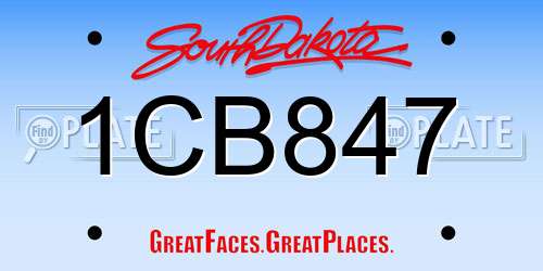 1CB847 South Dakota License Plate