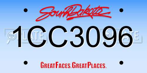 1CC3096 South Dakota License Plate