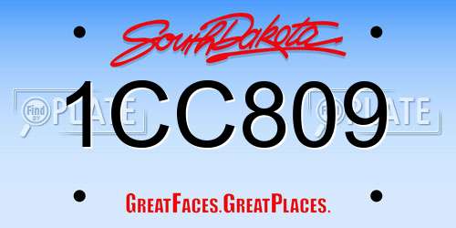 1CC809 South Dakota License Plate