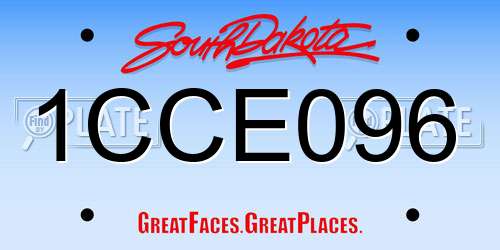 1CCE096 South Dakota License Plate