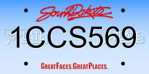 1CCS569 South Dakota License Plate