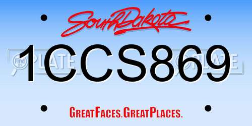 1CCS869 South Dakota License Plate
