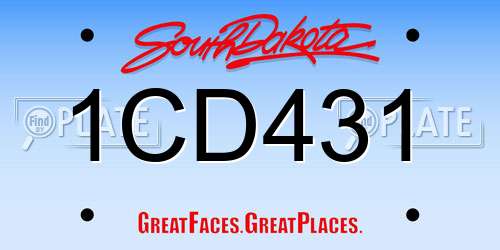 1CD431 South Dakota License Plate