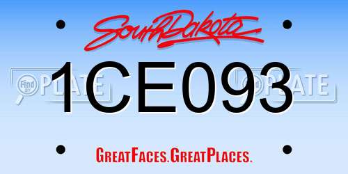 1CE093 South Dakota License Plate