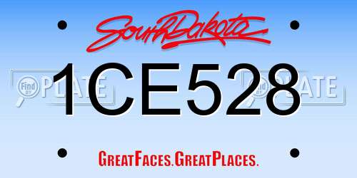 1CE528 South Dakota License Plate