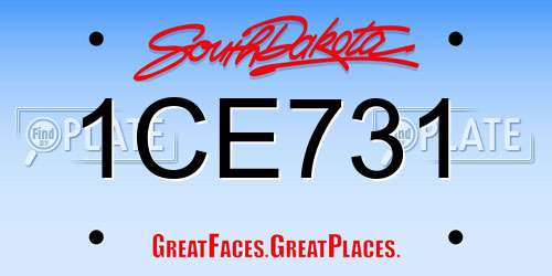 1CE731 South Dakota License Plate