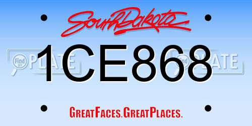 1CE868 South Dakota License Plate