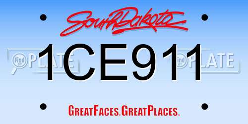 1CE911 South Dakota License Plate