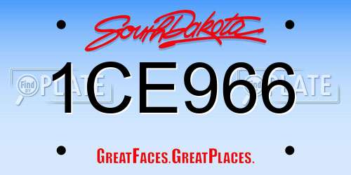 1CE966 South Dakota License Plate