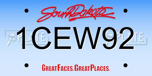 1CEW92 South Dakota License Plate