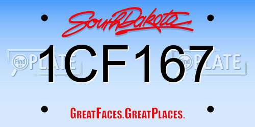 1CF167 South Dakota License Plate
