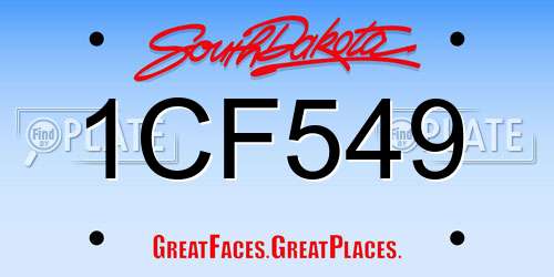 1CF549 South Dakota License Plate