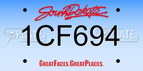 1CF694 South Dakota License Plate