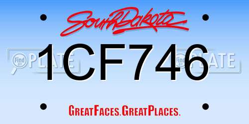 1CF746 South Dakota License Plate