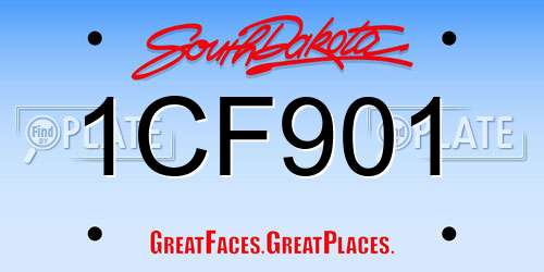 1CF901 South Dakota License Plate