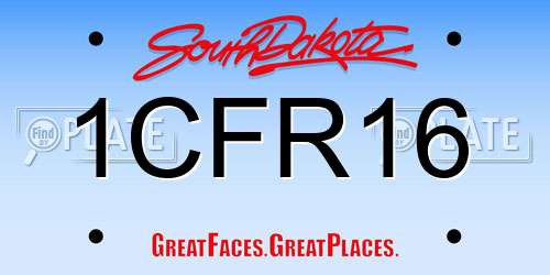 1CFR16 South Dakota License Plate