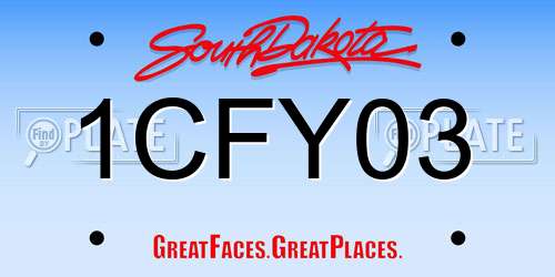 1CFY03 South Dakota License Plate