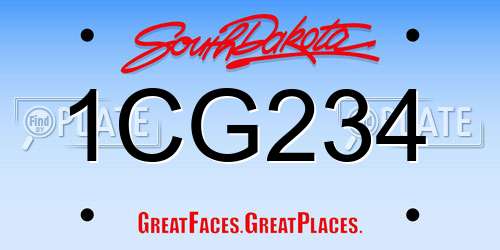 1CG234 South Dakota License Plate