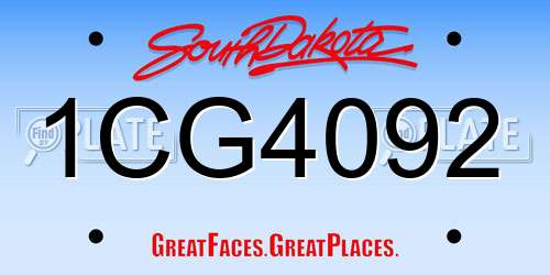 1CG4092 South Dakota License Plate