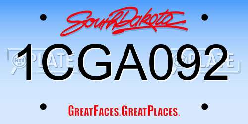 1CGA092 South Dakota License Plate